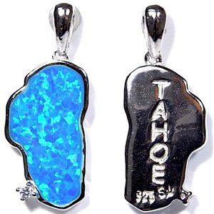 COPY - Blue Fire Opal Inlay Lake Tahoe Necklace